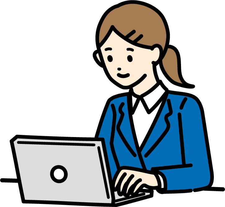 PCを使う女性のイラスト